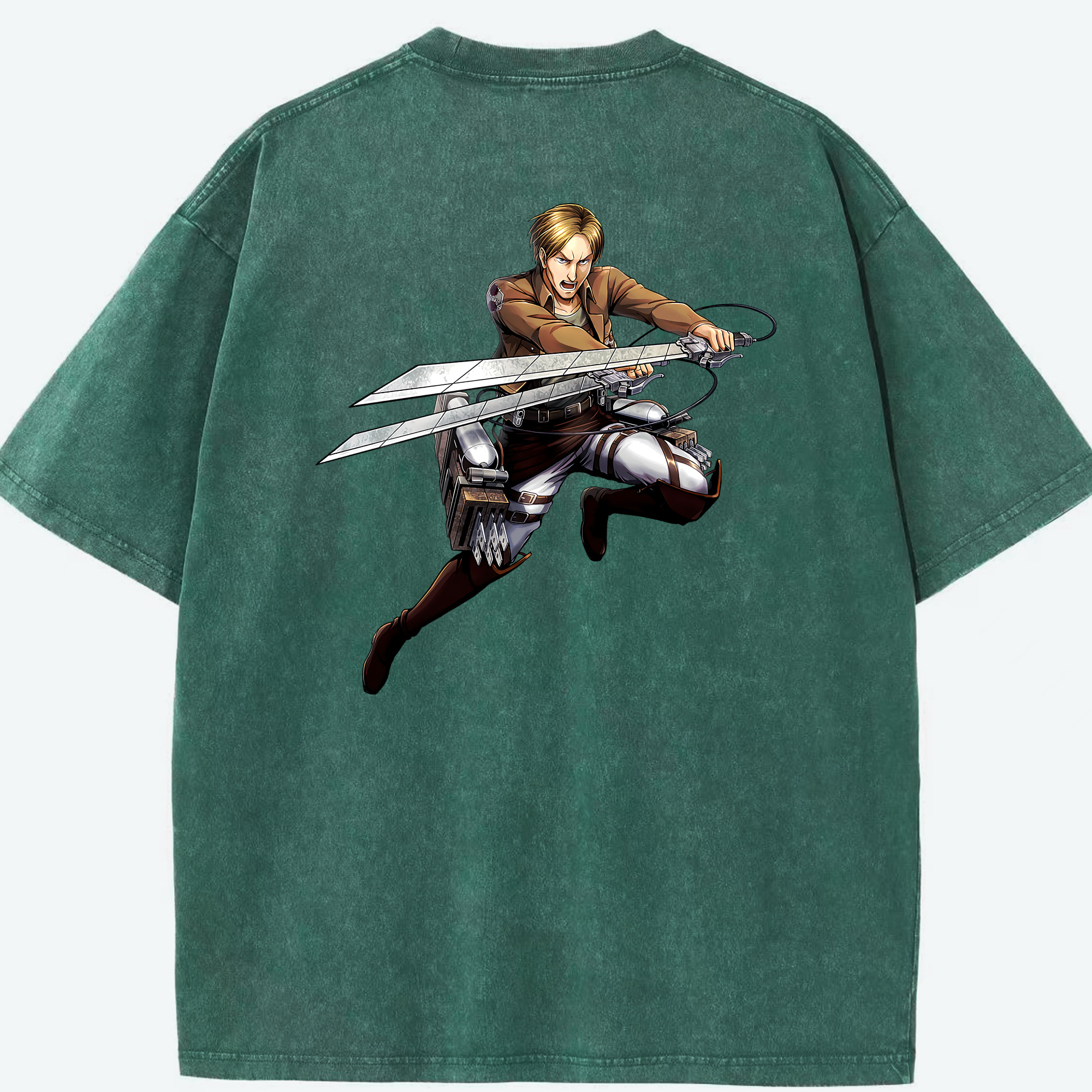 （画像用） 進撃の巨人 Attack on Titan 綿100% ヴィンテージ風 半袖Tシャツ（背面プリント）
